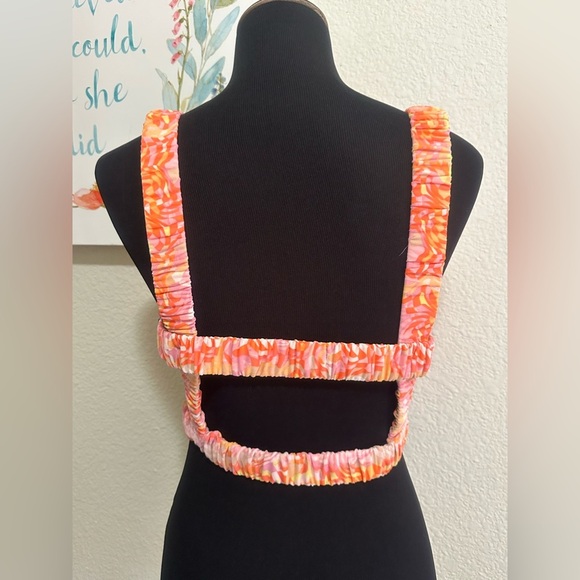 Stitch & Pine Women’s Crop Top Orange Pink Size L - Picture 3 of 4